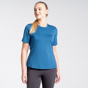 Blue Women's Craghoppers Aliso Short Sleeve T-Shirts | AU9368CUN