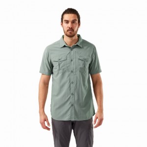 Olive Men's Craghoppers NosiLife Adventure II Short Sleeve Shirts | AU6584NVL