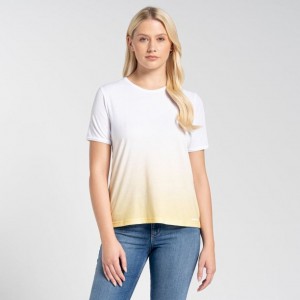 White / Yellow Women's Craghoppers Ilyse Short Sleeve T-Shirts | AU2750GVM